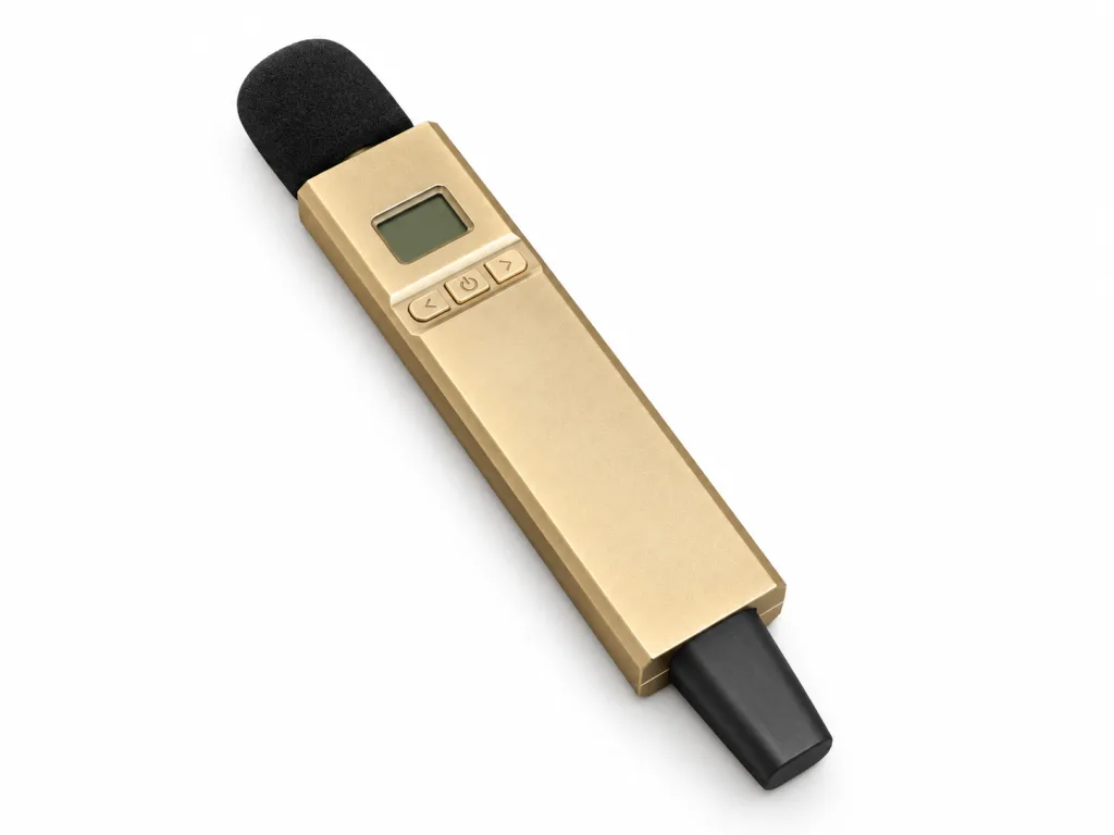 Gouden handmicrofoon met display